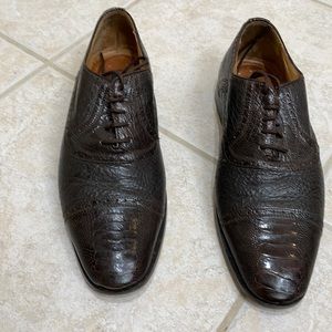 Zelli 400 Ostrich Leg Cap Toe Lace Up Brown
